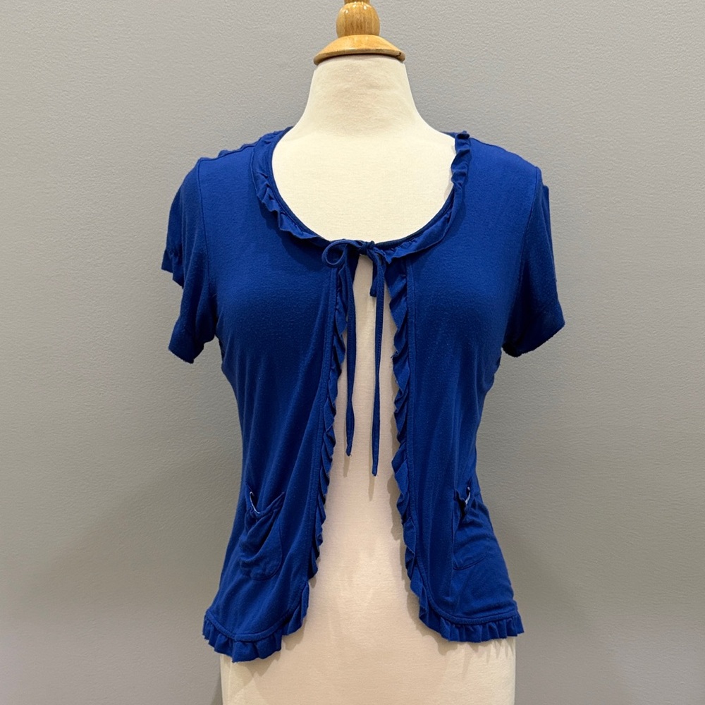 Willi Smith Chic Royal Blue Cardigan Ruffle